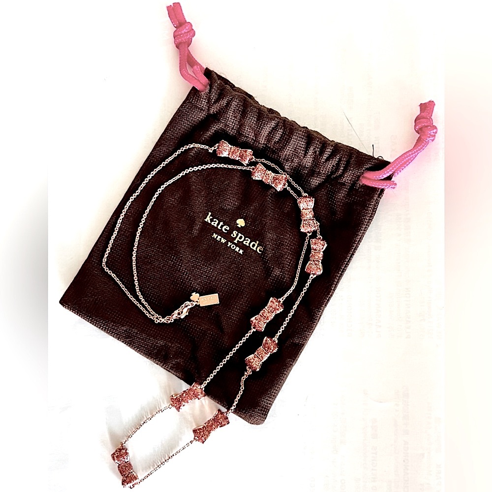 Kate Spade Pink Ribbons and Rose Gold Charm Bracelet